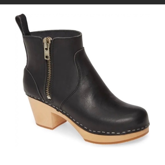 Swedish Hasbeen Zip It Emy 9.5 black clog wooden - Picture 2 of 7